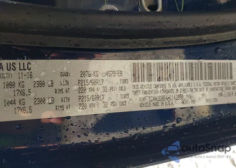 2017 Jeep Compass Sport 4X4 z USA, uszkodzony, nr VIN 1C4NJDBB4HD143899